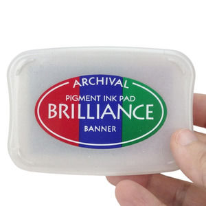 Tsukineko Brilliance Archival Pigment Ink Pad Banner Blue Red Green BR3-06c